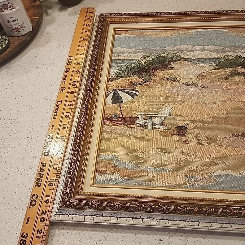 Framed Expressions in Art Handmade Tapestry Chair Umbrella Beach 20x24